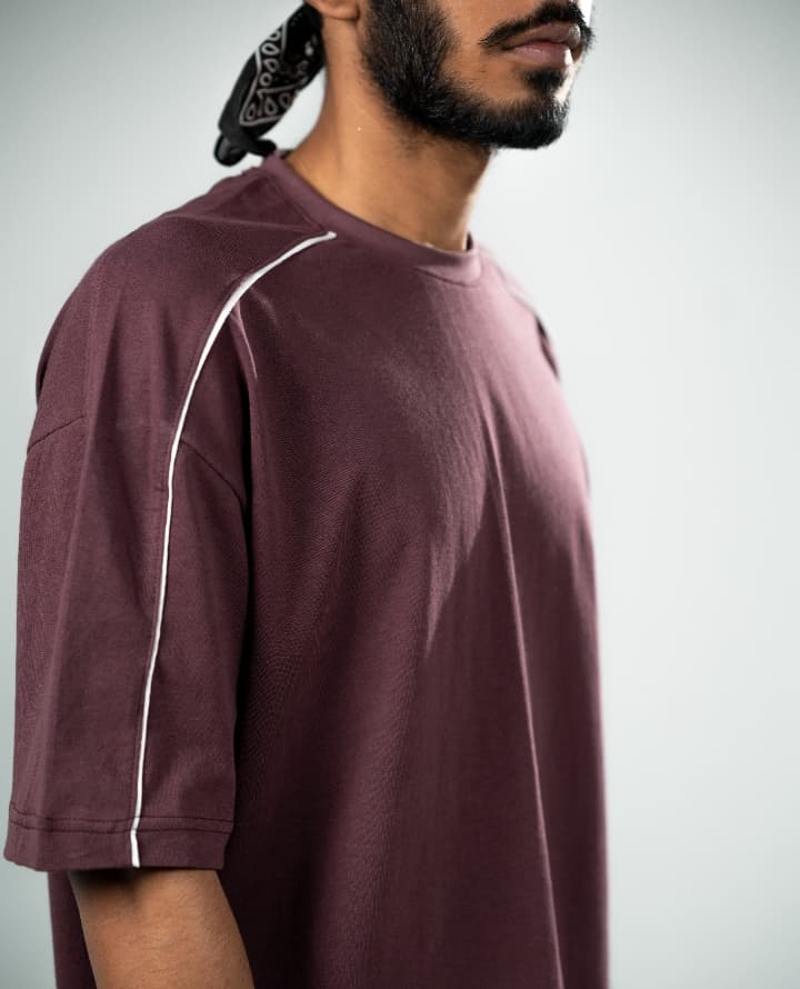 Deep Mulberry Linear Edge Tee
